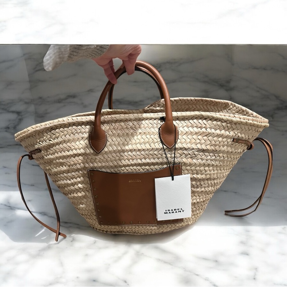 Isabel Marant Tan Tote Bag with Leather Accents